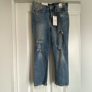 New Judy Blue Size 1 / 25 Light Denim Blue Distressed Capri Fit Jeans JB82272LT